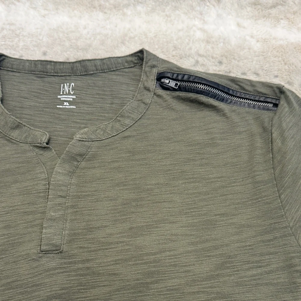 INC International Concepts Olive Short Sleeve Tee - Picture 4 of 10